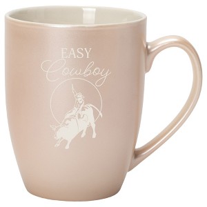 100 North Bull Rider 10 Ounce White and Precious Pearl Metallic Finish, Comfortably Fits Your Hands, New Bone China Coffee Tea Cup Mug, Easy Cowboy - 1 of 1