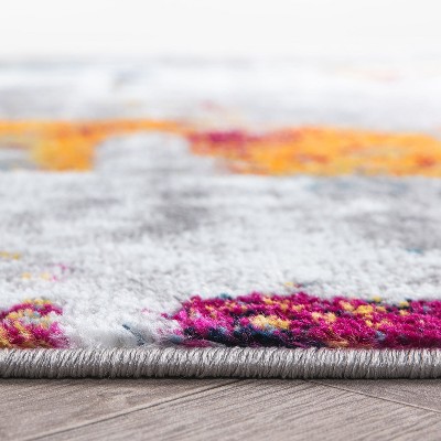 Multicolor Abstract Synthetic Rectangular Area Rug 3'3" x 5'