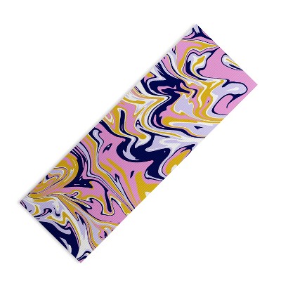 Sunshinecanteen Pink Navy Gold Marble (6mm) 24" x 70" Yoga Mat - Society6