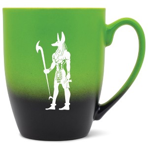 Elanze Designs 12 Ounce Two Toned Ombre Ceramic Tea Coffee Cup Mug Green Black Anubis Guardian Of The Afterlife - 1 of 4