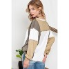 I AM A FASHION JUNKY Khaki Color Block Exposed Seam Long Sleeve Top - 2 of 4