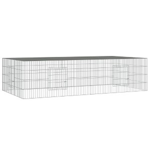 vidaXL Rabbit Cage/Animal Playpen-Outdoor Pet Enclosure/Galvanized Iron - Silver, 86.6"x43.3"x21.7", Spacious & Ventilated Design - 1 of 4