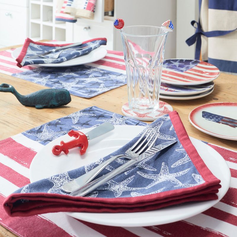 Beachcombers 20" x 20" Patriotic Red White And Blue 4th of July Starfish Napkins Set Of 2, 3 of 5