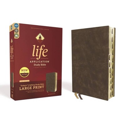 Niv, Life Application Study Bible, Third Edition, Large Print, Bonded Leather, Brown, Indexed, Red Letter Edition - by  Zondervan (Leather Bound)