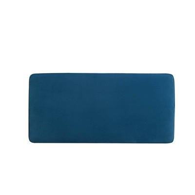 Abigail Blue Velvet Upholstered Double Ottoman with Solid Wood Frame