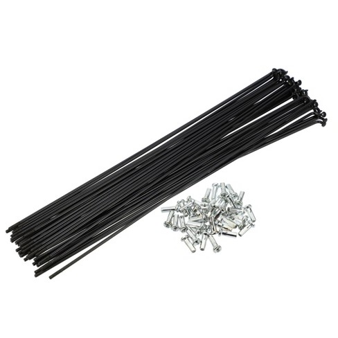 Unique Bargainss 14g J Bend Bike Bicycle Spokes With Nipples Steel 11 54 Black 12 Pcs