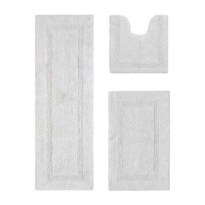 Lux Premium 100% Cotton  Ultra-Soft Tufted Solid Reversible 3 Piece Bath Rug Set, Water-Absorbent, Durable, Machine Washable Bathroom Rug