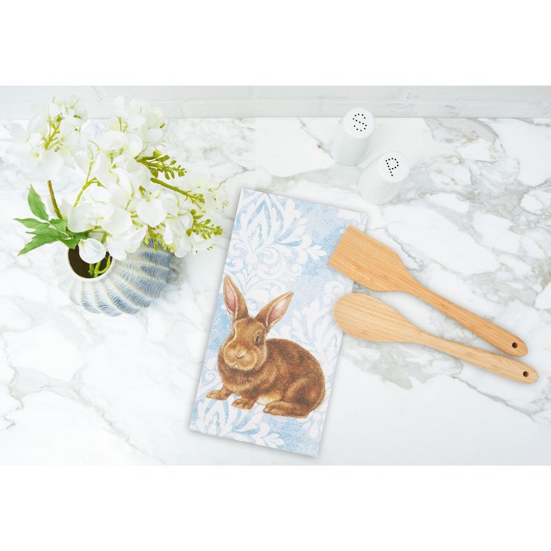 C&F Home Damask Blue Bunny Cotton Kitchen Towel, 5 of 7