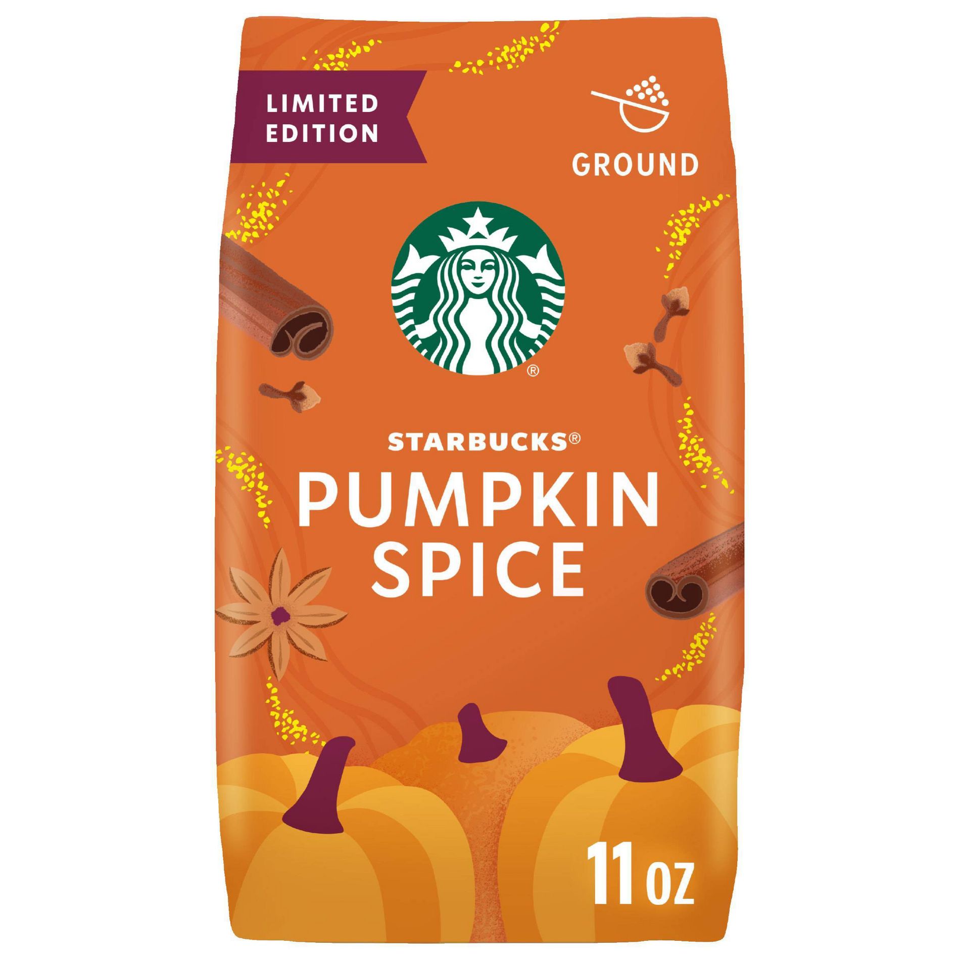 Pumpkin Spice Light Roast Ground Coffee - 11oz: Arabica Beans, No Added Sugar