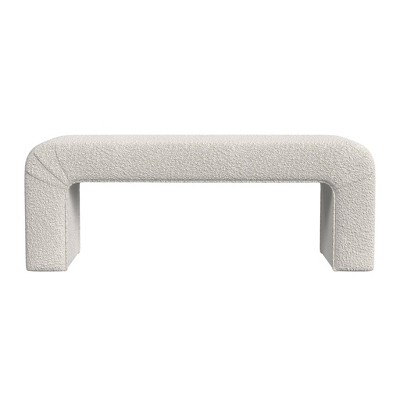 Cream Boucle Upholstered Channel Tufted Bedroom Bench