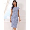 Allegra K Women's Tweed Pencil Crew Neck Cap Sleeve Vintage Bodycon Midi Dress - 3 of 4