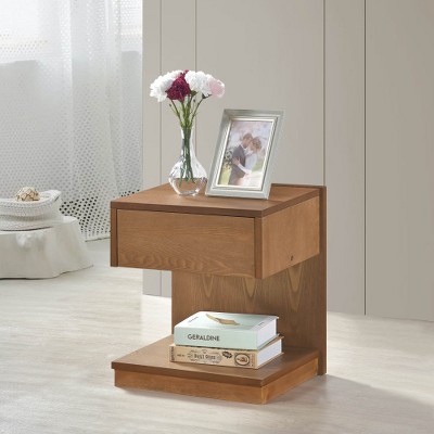 Anybear 1pc End Table with Drawer Open Platform Storage USB Port