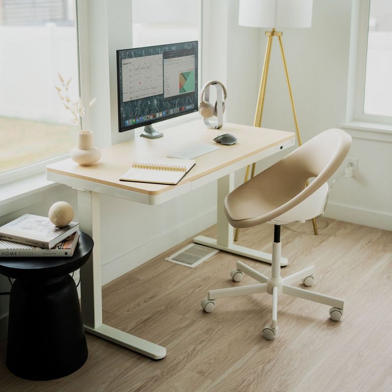 Mount-It! Compact Electric Height Adjustable Desk, Automatic Standing Desk with Ergonomic Height Adjustment from 28.3" to 46.5", USB Ports and Drawer, 2 of 11