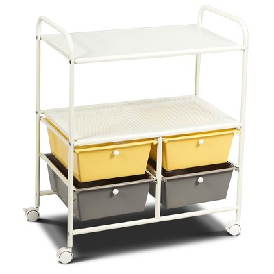 Costway Rolling Storage Cart w/4 Drawers 2 Shelves Metal Rack Shelf Utility Organizer