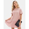 EXLURA Womens Summer Casual Short Sleeve Dress Crewneck Tshirt Dresses Pleated Aline Mini Dress 2025 Vacation Beach Sundress - 2 of 4
