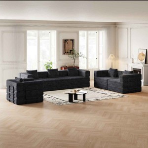 6 Seater Folding Sofa Bed for Living Room or Bedroom, Convertible Sofa with Cushions and Storage Pockets, Corduroy Fabric Sofa-Coolbibila - 1 of 4