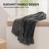 Itopfox Soft Cozy Chenille Throw Blanket with Fringe Tassel for Couch Sofa Chair Bed Living Room Gift in Dark Gray - 2 of 4