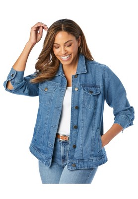 Jessica London Women's Plus Size Classic Cotton Denim Jacket