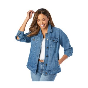 Jessica London Women's Plus Size Classic Cotton Denim Jacket - 1 of 4