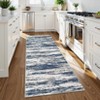 2 x 6 ft Polyester Black Grey Rectangular Hallway Entryway Bathroom Kitchen Stripped Lines Print Modern Abstract Machine Washable Runner Rug - 3 of 4