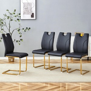 Lyngins PU Dining Chairs Set of 4/6,Modern Accent Chairs with Gold Metal Legs for Living Room,Kitchen,Conference Room - 1 of 4