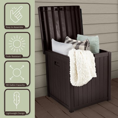 Outdoor Storage Box - 50 Gallon Deck Box for Pool Accessories or Patio Furniture Cushions - Deck Boxes Outdoor Waterproof Fade-Resistant by Pure Garden