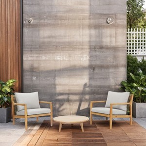 Moda Furnishings 3 - Piece Acacia Wood Patio Outdoor Conversation Set With Cushions - 1 of 4