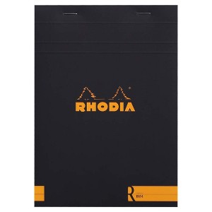 Rhodia "R" Premium Stapled Notepad - Lined 70 sheets - 6 x 8 1/4 - Black cover - 1 of 4