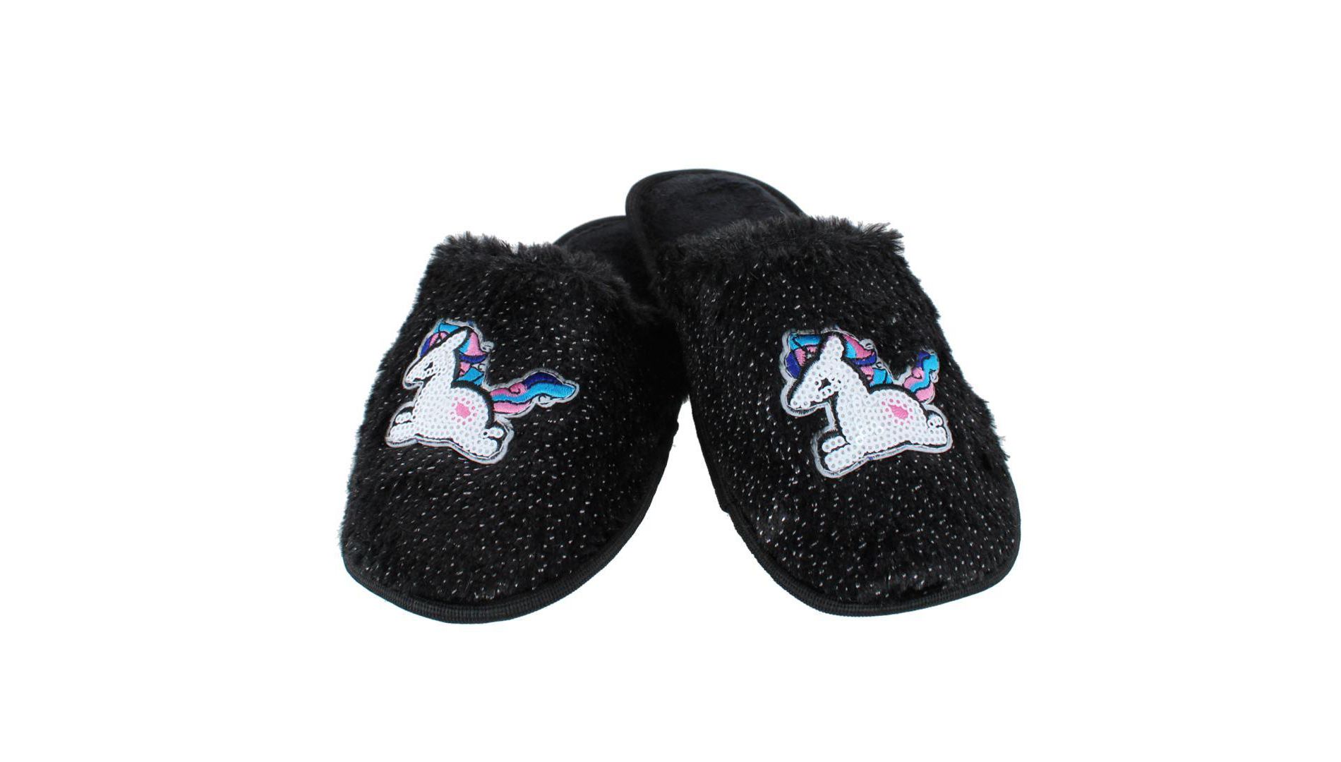 CTM Girl's Fuzzy Unicorn Slide Slippers