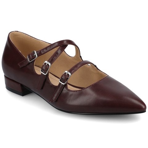 Женские туфли Journee Collection Journee Women's Gretel Multistrap Ballet Pumps, Oxblood 7