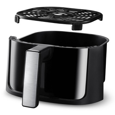 Gourmia Digital 3qt Air Fryer with Guided Cooking Prompts Black/Stainless Steel Finish: 1500W, Dishwasher-Safe Parts