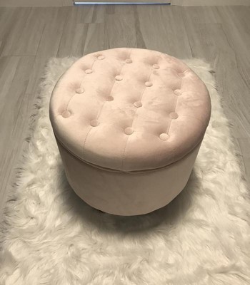 HomePop Velvet Tufted Round Storage Ottoman - Pink Blush, 1 ct