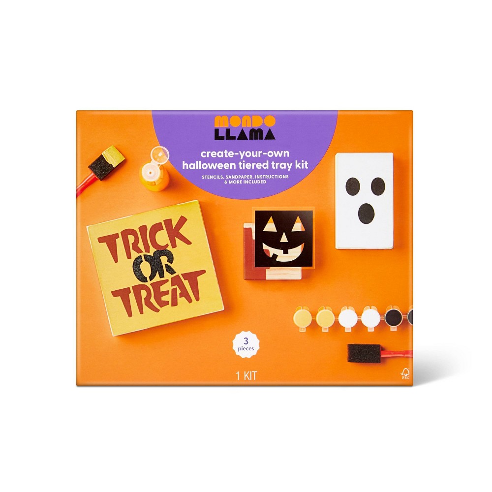 Paint-Your-Own Halloween Tiered Tray Sign Kit - Mondo Llama