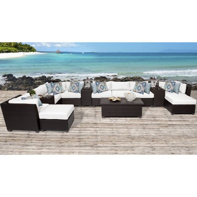 Barbados 14pc Patio Sectional Seating Set - White - TK Classics