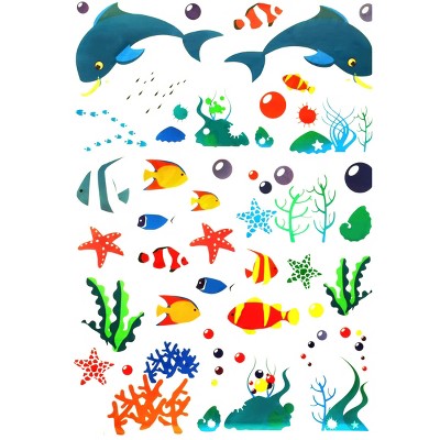 Slickblue Magical Aquarium Wall Decals Large Vinyl Stickers for Ocean-Themed Home Décor 19.6x27.5 inch
