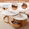 Kumasinova Round Nesting Coffee Table with White Marble Top,28.5" 2-Tier End Table with Drawer Storage,Center Table with Wood Base for Living Room - 4 of 4