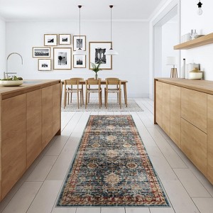 Boho Washable Rug - Non-Slip Vintage Area Carpet for Living Room, Bedroom, Kitchen - 1 of 4