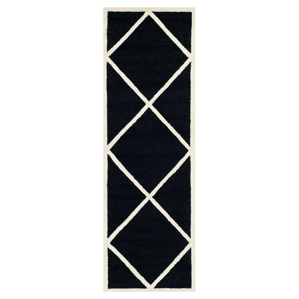 2'6inx8' Runner Reave Geometric Area Rug Black/Ivory - Safavieh