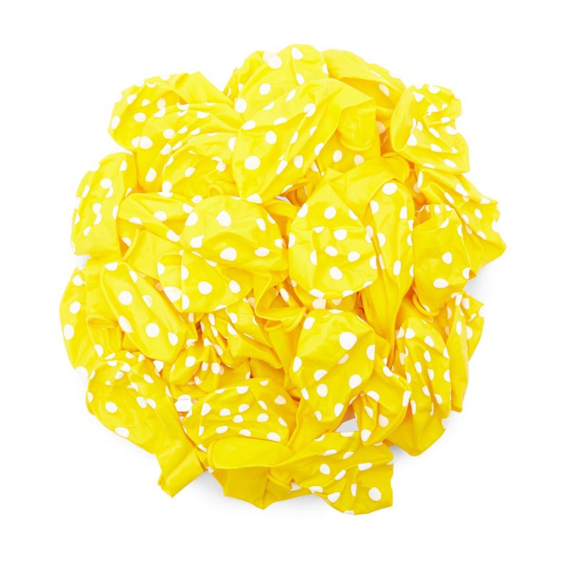 Blue Panda 50 Pack Yellow Polka Dot Balloons for Birthday Party with Gold Weight, String, 5 of 8