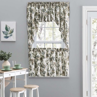 Madison Blue Floral Cotton Blend Rod Pocket Valance