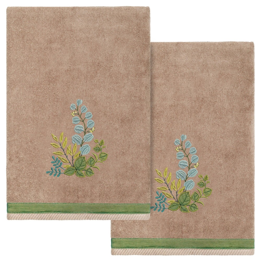 Photos - Towel 2pc Botanica Design Embellished Bath  Set Cocoa - Linum Home Textiles