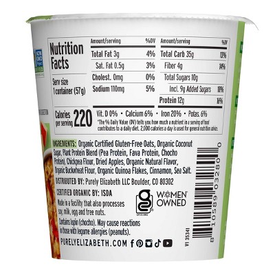 purely elizabeth. Apple Crumble Protein Oatmeal Cup - 2oz