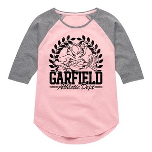 Girls' - Garfield - Athletic Dept Shirt Tail Raglan Graphic T-shirt - 1 of 4