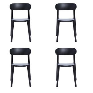 HomeRoots Set of Four Black Heavy Duty Plastic Dining Side Chairs - 1 of 4