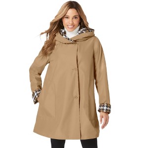 Jessica London Women's Plus Size Reversible A-Line Raincoat - 1 of 4