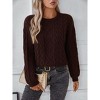 Coolmee Women's Casual Women Long Sleeve Sweater Fall Ribbed Knit Pullover Loose Crewneck Cable Sweater Jumper Tops - 3 of 4