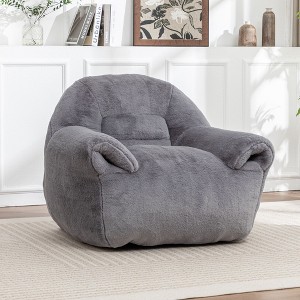 Okak Modern Comfy Faux Fur Floor Bean Bag Sofa Chair with Back Support,Stuffed Futon Couch for Living Room,Bedroom - 1 of 4