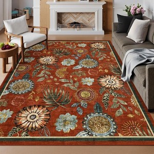 Floral Washable Area Rug: Large Living Room Area Rug - 1 of 4