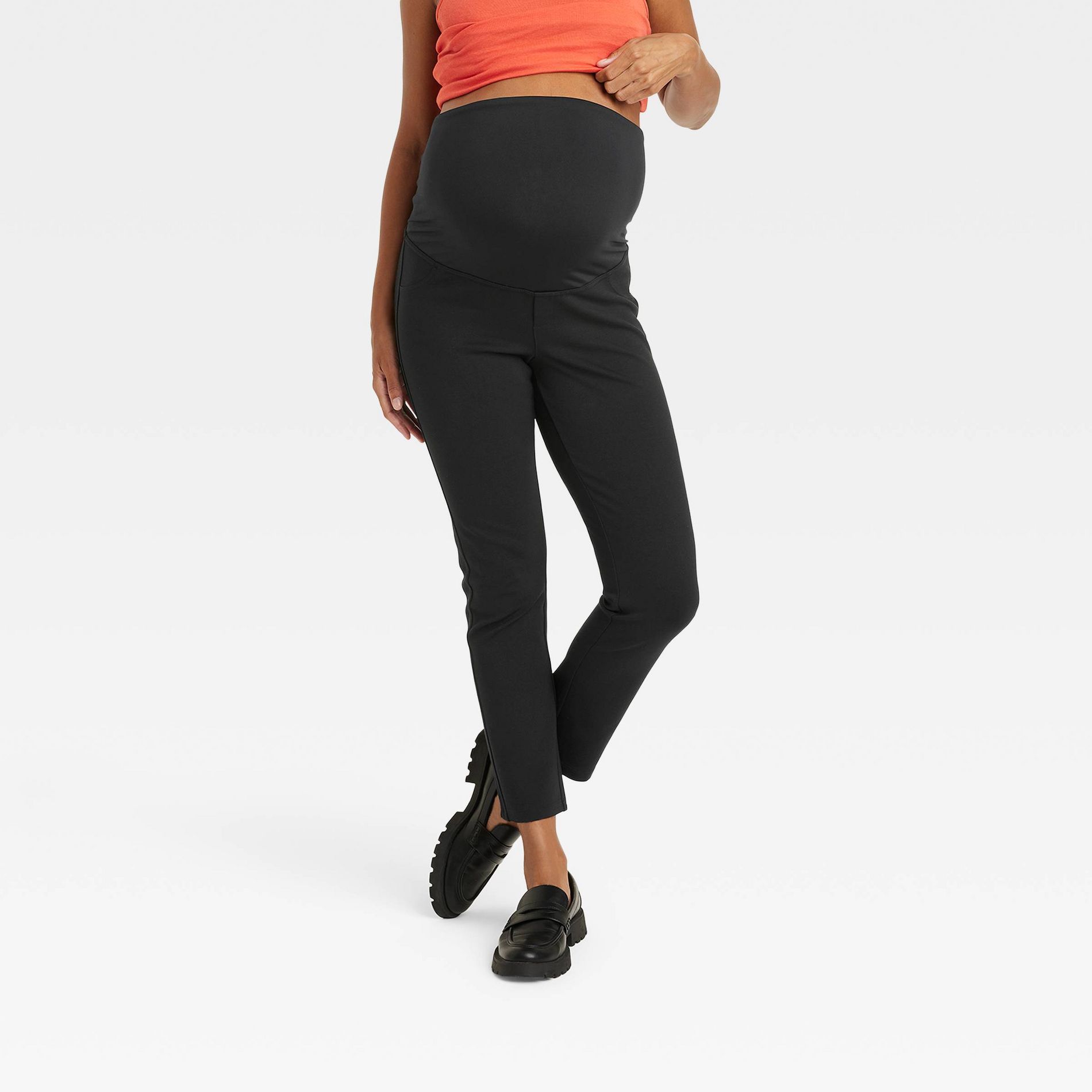 Over Belly Ponte Skinny Maternity Pants - Isabel Maternity by Ingrid & Isabel™ Black L: Knit, Ultimate Stretch, Ankle Length
