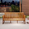 Tangkula 3 Person Outdoor Bench, 62.5" Acacia Wood Patio Sofa with Curved Armrests and Removable Seat Cushion - 3 of 4